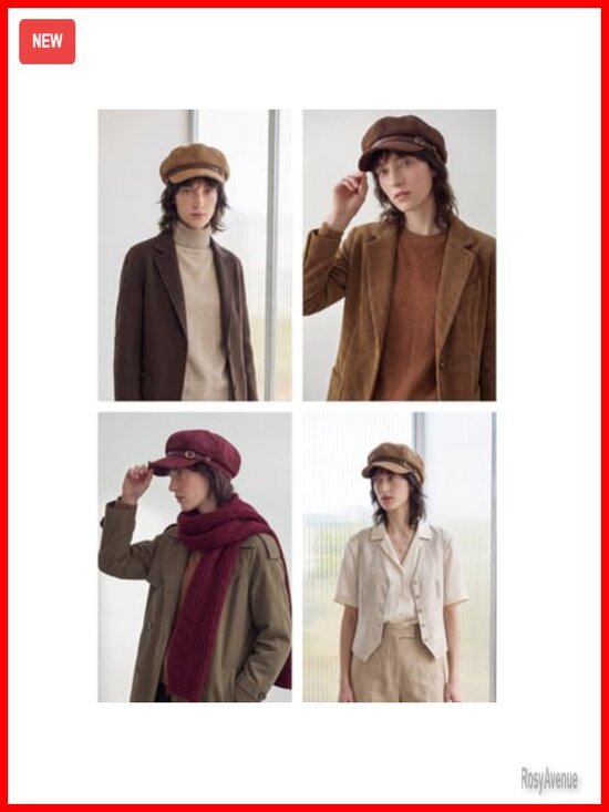 Suede Newsboy Cap Wool Baker Boy Hat Winter Vintage Belt Buckle